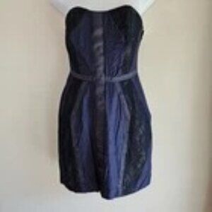 Staring At Stars Navy Strapless Lined Side Zip Closure Rayon Blend Dress-Size: 0